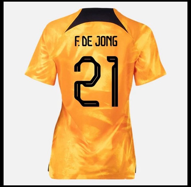 Futbalove Dresy Holandsko F DE JONG #21 Dámské Domáci Majstrovstvá sveta 2022