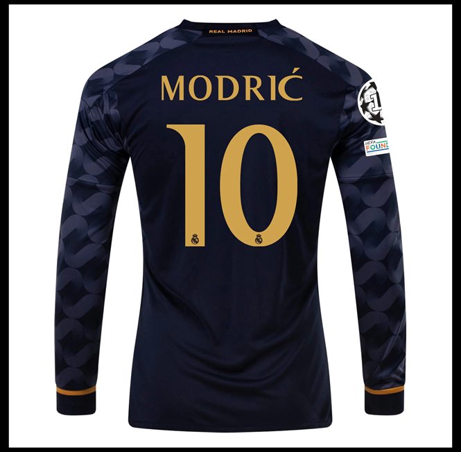 Futbalove Dresy FC Real Madrid MODRIC #10 Dlouhý Rukáv Preč 2023-24